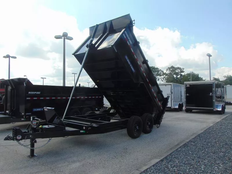 New Sure-Trac 82X14 14k HD Low Profile Telescopic Dump Trailer w/LRG Tire Upgrade, 4' Sidewalls