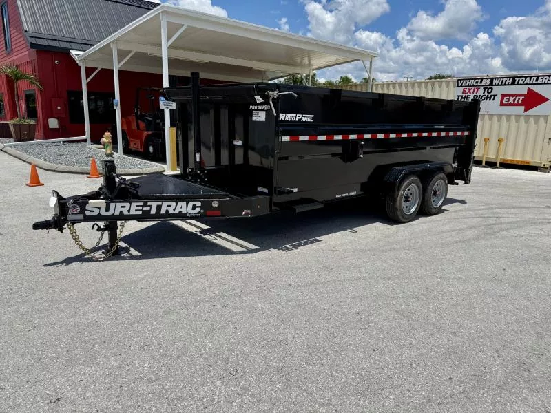 2025 Sure-Trac 7X16 Pro Series 4' Sides Telescopic 17.6K Dump Trailer