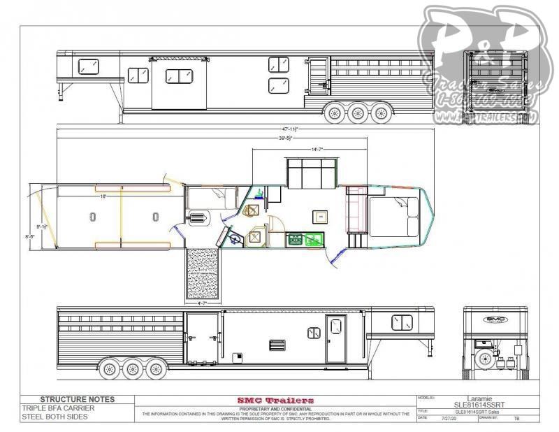 2021 SMC Horse Trailers SLE81614SSRT w/ Bunks 39 ' Livestock Trailer LQ 2021 SMC Horse Trailers SLE81614SSRT w/ Bunks 39 ' Livestock Trailer LQ