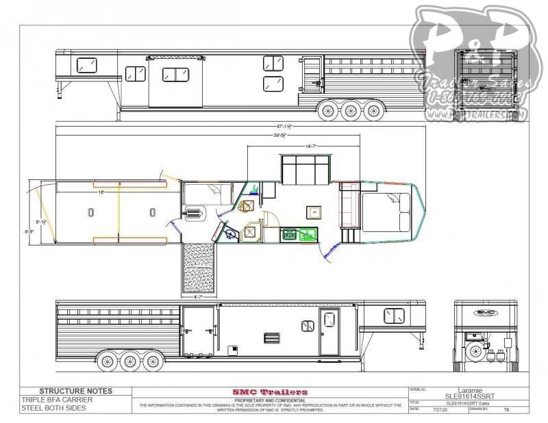 2021 SMC Horse Trailers SLE81614SSRT w/ Bunks 39 ' Livestock Trailer LQ 2021 SMC Horse Trailers SLE81614SSRT w/ Bunks 39 ' Livestock Trailer LQ