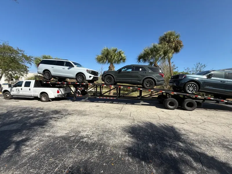 2013 Kaufman Trailers 3 Car Wedge Trailer With Extensions New Axle