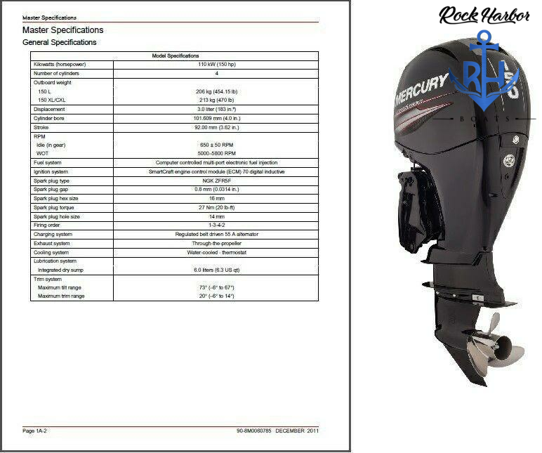 2022 Mercury 150L 4 stroke (New In Crate-No Rigging)