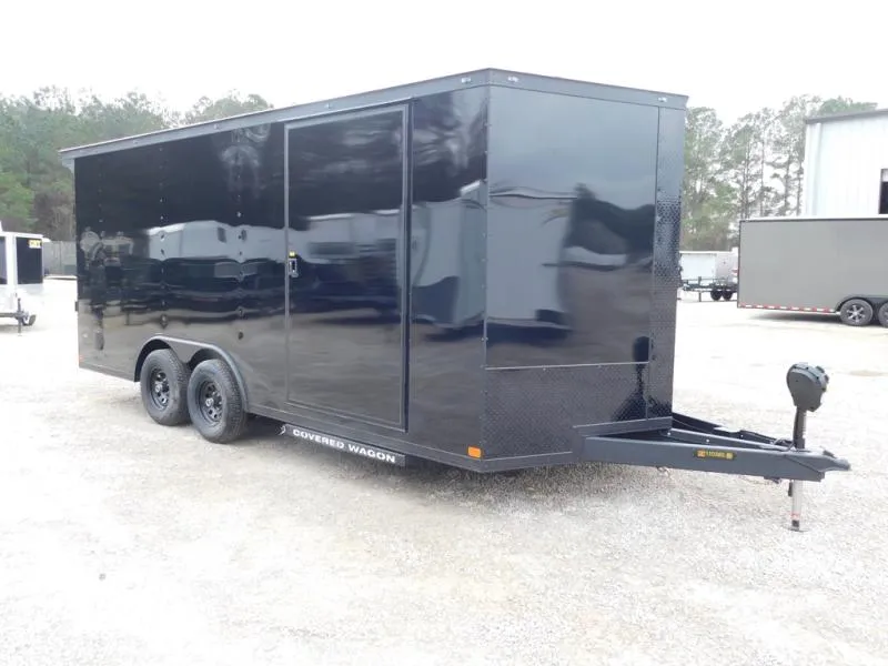 2026 Covered Wagon Trailers Gold Series 8.5x18 Vnose with 5200lb Axles 7' Inside and Extras