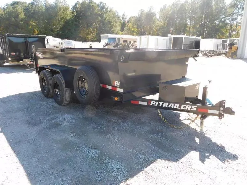 2026 PJ Trailers DL 14 x 83 Low Pro with Tarp Ramps Spare Dump Trailer