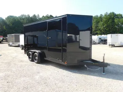 2027 Covered Wagon Trailers Covered Wagon Gold Series 7x16 Vnose with Ramp Door Black w/Blackout 7' 