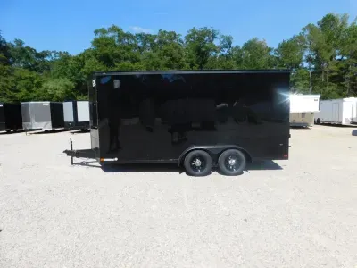 2027 Covered Wagon Trailers Covered Wagon Gold Series 7x16 Vnose with Ramp Door Black w/Blackout 7'