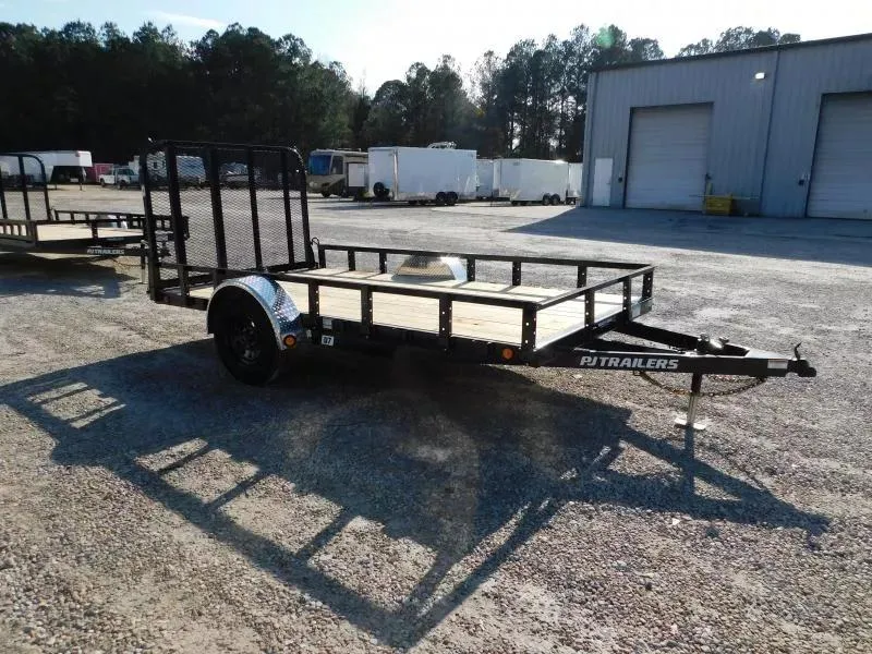2026 PJ Trailers U7 77"x12" with Rear Gate and Side Mount ATV Ramps
