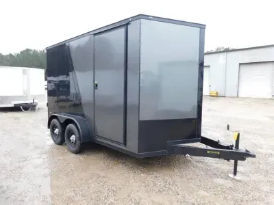 2026 Covered Wagon Trailers Gold Series 7x12 Vnose  Two Tone Exterior with Finished Interior