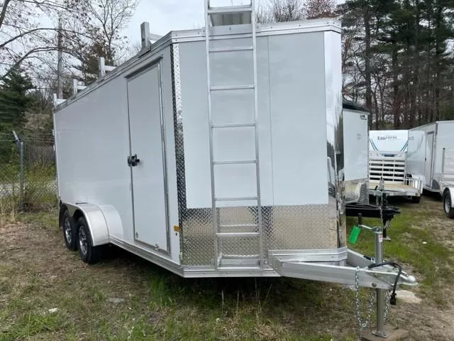 2026 EZ Hauler 7'X16' Aluminum Frame Tandem Axle Enclosed Trailer w/ Ultimate Contractor Package - White