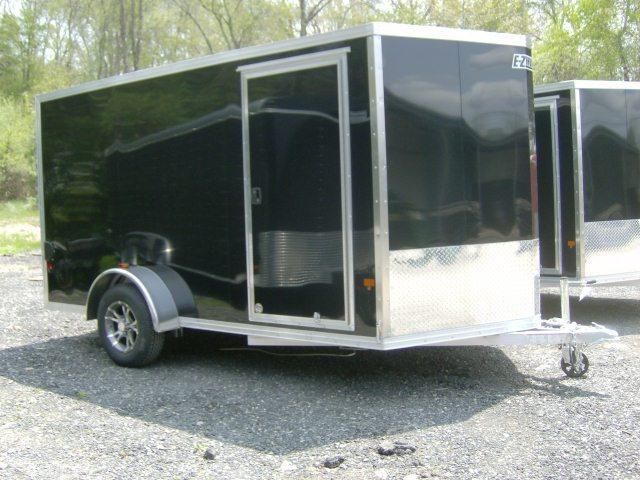 2022 EZ Hauler 7'X12' Exclosed Cargo Trailer Aluminum Frame Black - Rear Ramp 2022 EZ Hauler 7'X12' Exclosed Cargo Trailer Aluminum Frame Black - Rear Ramp
