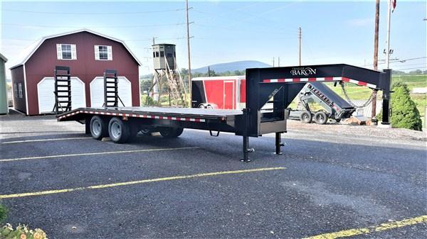 Trailer Baron Pro Grade Gooseneck Deckover 25 25K Pop Up Dovetail 5 Swing Up Ramps 12 I Beam Frame and Neck Dual 12000 Jacks 10000 Oil Bath Axles 16 Dual Nitrogen Filled Radial Tires Trailer Baron Pro Grade Gooseneck Deckover 25 25K Pop Up Dovetail 5 Swing Up Ramps 12 I Beam Frame and Neck Dual 12000 Jacks 10000 Oil Bath Axles 16 Dual Nitrogen Filled Radial Tires