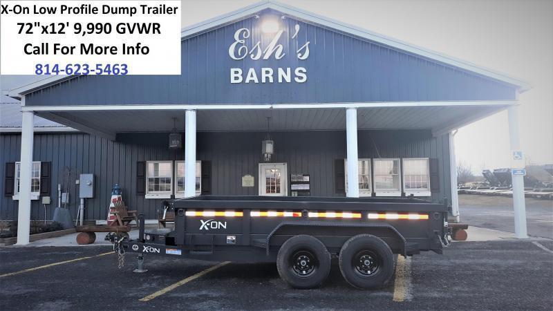 X-ON Low Profile Dump 72"x12' 10K -Scissor Lift -5' Slide In ramps -6" Channel Frame -Tarp Kit Installed -LED Lights -10 Gauge Floor -24" Sides -Spare Mount -Toolbox & Battery Charger -3 Way Gate -Power Up & Down -15" Radial Tires X-ON Low Profile Dump 72"x12' 10K -Scissor Lift -5' Slide In ramps -6" Channel Frame -Tarp Kit Installed -LED Lights -10 Gauge Floor -24" Sides -Spare Mount -Toolbox & Battery Charger -3 Way Gate -Power Up & Down -15" Radial Tires