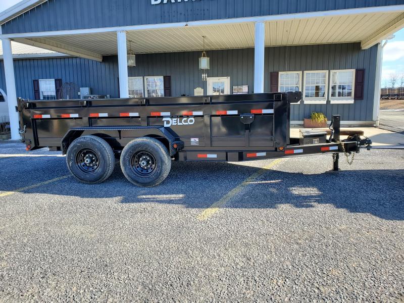 Delco Low Profile Dump Trailer - 83"x14' - 14K Dump Trailer - 24" sides - Mesh Tarp Kit - Adjustable Coupler Delco Low Profile Dump Trailer - 83"x14' - 14K Dump Trailer - 24" sides - Mesh Tarp Kit - Adjustable Coupler