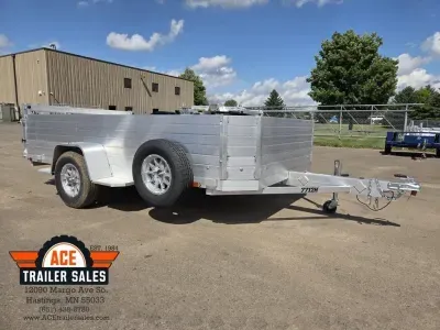 2026 Aluma 7712H BT + 24" Solid Sides & Spare Utility Trailer