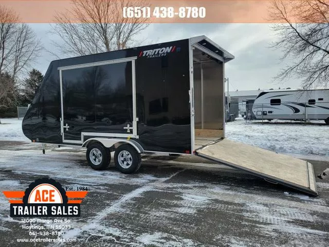 2024 Triton TC-1675 + UTV Door Enclosed Snowmobile Trailer in