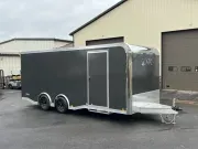 New ATC ROM 400 8.5 x 20 GRAY enclosed car trailer with escape door | lighting, cabinet, etrack, coin floor and more