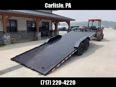 2026 H&H 102x24' Buggy Hauler Steel Tread Plate Deck Power Tilt Car Trailer 14000# GVW H-EX24-140