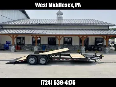 2026 Sure-Trac 7x22' Pro Series I-Beam Gravity Tilt Equipment Trailer 22000# GVW ST-BTE82184-220