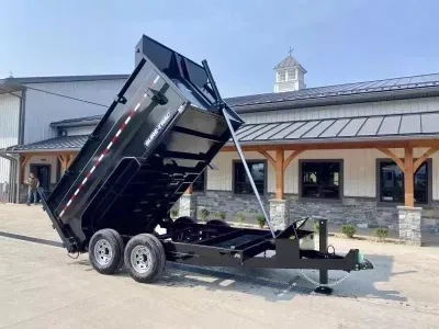 2027 Sure-Trac 7x14' 14000 GVW 4' HIGH SIDES + BULKHEAD * TELE HOIST * ST-HTDU48214-140