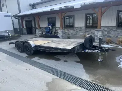 2019 Diamond C Trailer MFG. 7X18 7000 GVW * SLIDE IN RAMPS * SPARE TIRE MOUNT + SPARE TIRE *