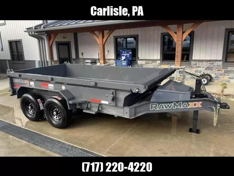 2026 RawMaxx 7x14' Dump Trailer 14000# I-BEAM FRAME * SCISSOR HOIST * 3-WAY COMBO GATE * GVW GDX14BP