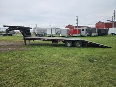 2014 PJ Trailers 102x32' Gooseneck Deckover Hydraulic Dovetail 25000# GVW