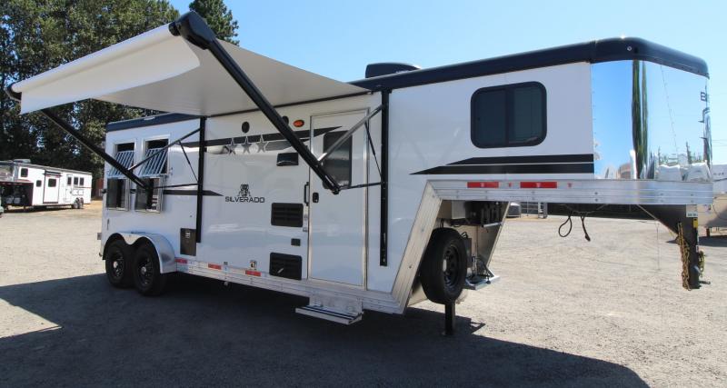 Price Reduced $4,400 2024 Bison Silverado 7208 Aluminum Horse Trailer - 8 ft.  Short Wall-Drop Down Windows Both Sides - Stud Divider - Lined & Insulated horse area ceiling