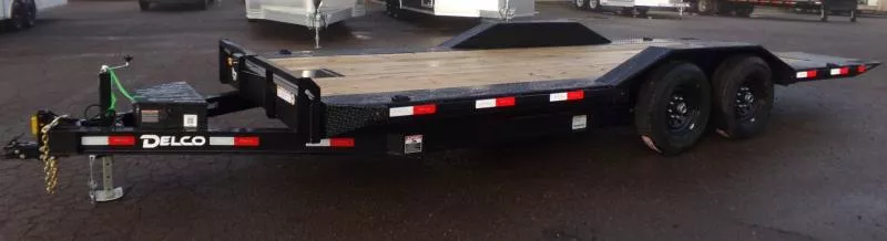 2026 Delco T720 14k Bumper Pull Full Tilt Equipment Trailer-Black, Tilt Deck w/ Knife Edge