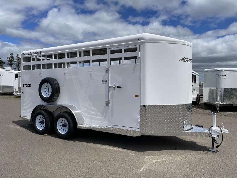 2023 Trails West Adventure 17' Stock Trailer - Spare Tire - Combo Rear Door - Rubber Mats - LED Load Lights 2023 Trails West Adventure 17' Stock Trailer - Spare Tire - Combo Rear Door - Rubber Mats - LED Load Lights