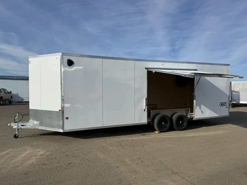 2026 ALCOM EZ Hauler 8.5x24 Enclosed Car Hauler XLT Pro Series-White-Custom Elite Escape Door-3" Addt'l Height-5200# Axles