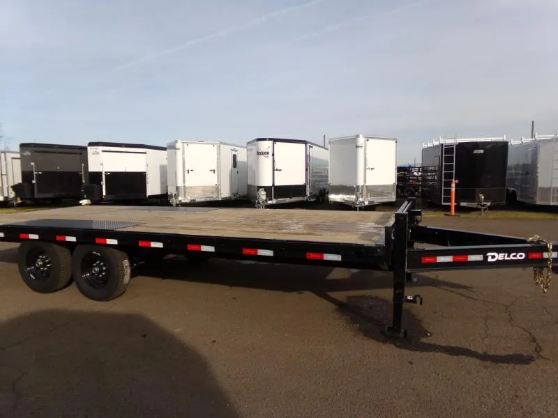 2026 Delco Trailers F820 14k Deckover Bumper Pull Trailer, 12k lb Spring Loaded Dual Jack, Black