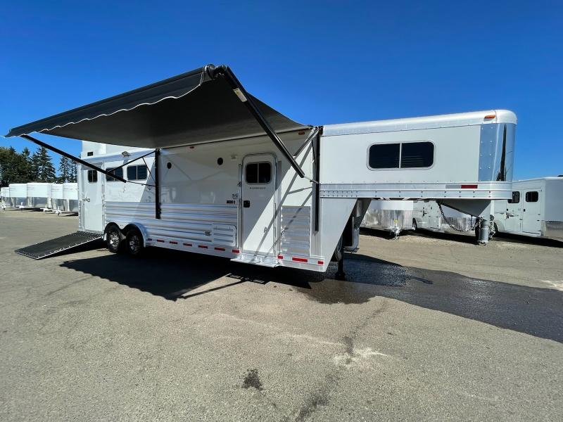 2022 Platinum Coach 3 Horse Living Quarters - Full Rear Tack - 6' Hayrack & Ladder - Hoof Grip Flooring - Stud Divider - Onboard 4.0 Gas Generator - Mangers - Sofa on Riser Wall - Side Load - Power Awning - 10' Shortwall - Outlaw Interior 2022 Platinum Coach 3 Horse Living Quarters - Full Rear Tack - 6' Hayrack & Ladder - Hoof Grip Flooring - Stud Divider - Onboard 4.0 Gas Generator - Mangers - Sofa on Riser Wall - Side Load - Power Awning - 10' Shortwall - Outlaw Interior