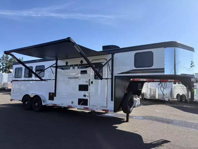 ON ORDER- COMING MARCH 2026!! 2026 Bison Trailers Ranger 7308 Horse Trailer-7' Wide-8' Shortwall-Sofa- Lined & Insulated Horse Area Ceiling