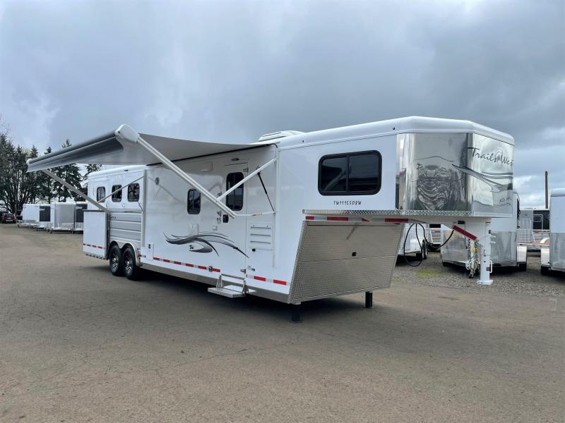 2023 Trails West Manufacturing Sierra LQ 3 Horse 11x15 - Dinette in Slide - Side Load - Mangers - Drop Down Windows & Bars - Full Rear Tack Room - Easy Care Floor - Power Awning - Mangers - Exterior Faucet - Exterior Shower - Escape Door - Stud Divider - 2023 Trails West Manufacturing Sierra LQ 3 Horse 11x15 - Dinette in Slide - Side Load - Mangers - Drop Down Windows & Bars - Full Rear Tack Room - Easy Care Floor - Power Awning - Mangers - Exterior Faucet - Exterior Shower - Escape Door - Stud Divider -