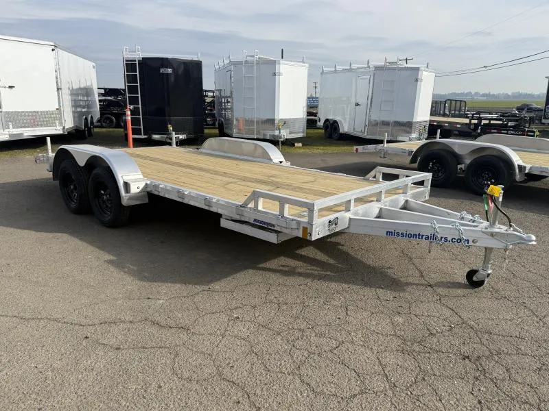2026 Mission Eco 2.0 Open Car Hauler 8 x 18-Wood Deck, All Aluminum Construction, 2' Beaver Tail
