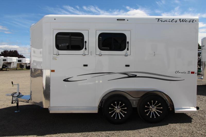 2023 Trails West Classic II 2 Horse Aluminum Skin Steel Frame Trailer Swing out Saddle and