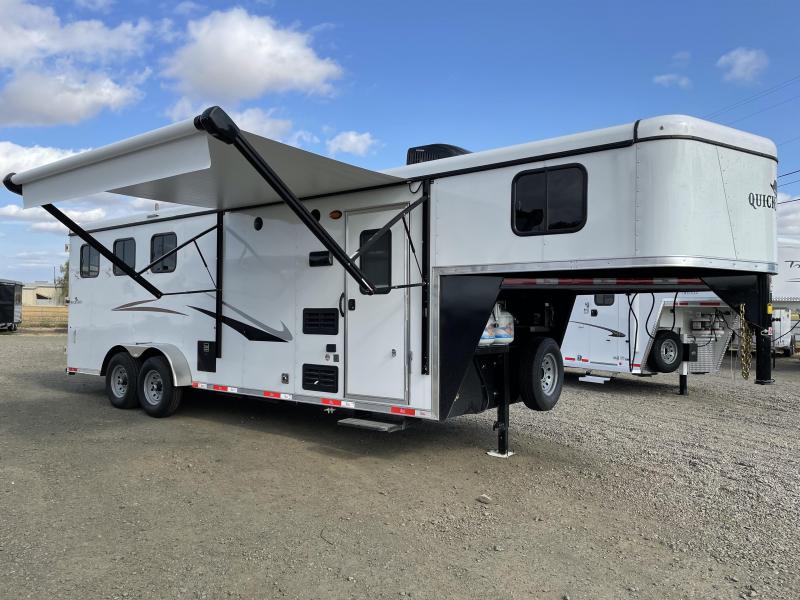 2022 Bison Quickdraw 3 Horse Living Quarters - Power Awning - Escape Door - Stud Wall - Jackknife Sofa - Drop Down Windows & Bars - Manual Jack - Collapsible Rear Tack 2022 Bison Quickdraw 3 Horse Living Quarters - Power Awning - Escape Door - Stud Wall - Jackknife Sofa - Drop Down Windows & Bars - Manual Jack - Collapsible Rear Tack