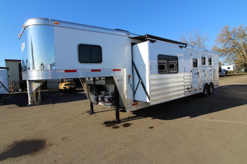 NEW 2019 Exiss 8314 - 3 Horse Trailer 14' Short Wall Living Quarters w/ Slide-out - All Aluminum - Power Awning - Mangers - Easy Care Flooring - Lined and Insulated Horse Area Ceiling PRICE REDUCED $6000 NEW 2019 Exiss 8314 - 3 Horse Trailer 14' Short Wall Living Quarters w/ Slide-out - All Aluminum - Power Awning - Mangers - Easy Care Flooring - Lined and Insulated Horse Area Ceiling PRICE REDUCED $6000