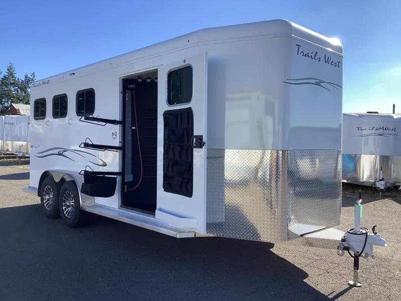 2026 Trails West Manufacturing Classic II 3H BP Extra Tall, 2' added to dressing room, Escape Door Horse Trailer