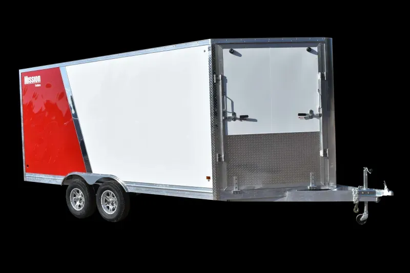 2026 Mission Mission Snowmobile Trailer-All Season Peak Value-2-tone; White/Silver-Front DS Ramp-3500# Axles-Spare Tire