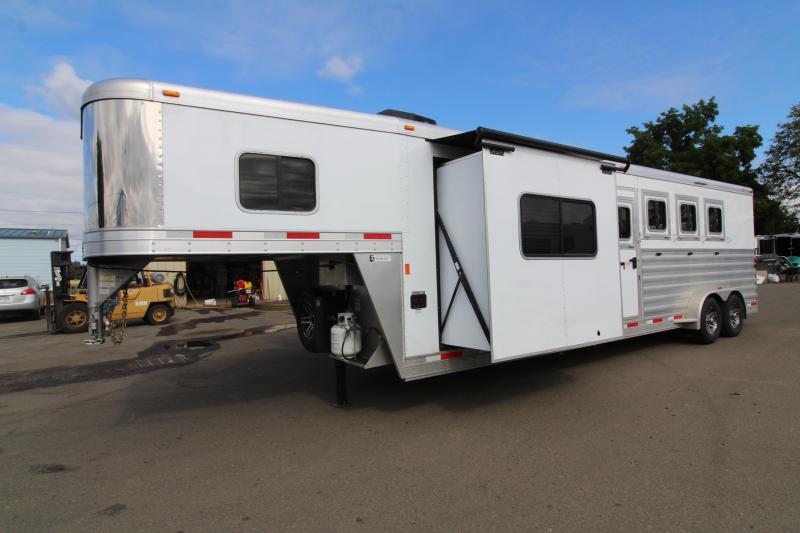 2018 Exiss 7410 10' Short Wall L.Q. with Slide-out and Dinette - 4 Horse All Aluminum Trailer - Easy Care Flooring - Power Awning - Stud Wall - First Stall Escape Door 2018 Exiss 7410 10' Short Wall L.Q. with Slide-out and Dinette - 4 Horse All Aluminum Trailer - Easy Care Flooring - Power Awning - Stud Wall - First Stall Escape Door