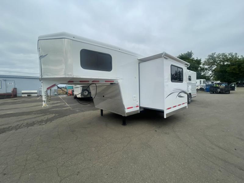 2023 Trails West Sierra 11x15 4 Horse Living Quarter - Slide out w/ Dinette - Power Awning - Stud Divider - Escape Door - Foldable Rear Tack - Pass thru Door - Drop Down Bars & Windows - Swing Out Saddle Rack & Blanket Bar - Easy Care Floor - 2023 Trails West Sierra 11x15 4 Horse Living Quarter - Slide out w/ Dinette - Power Awning - Stud Divider - Escape Door - Foldable Rear Tack - Pass thru Door - Drop Down Bars & Windows - Swing Out Saddle Rack & Blanket Bar - Easy Care Floor -