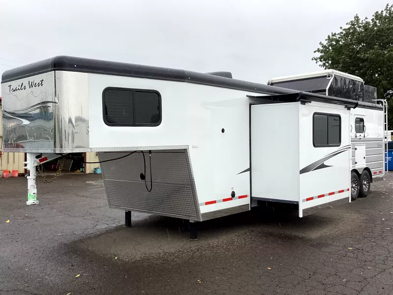 2026 Trails West Sierra 13x17 Living Quarters w/ Slide-out - SOLAR!! - 3 Horse Trailer
