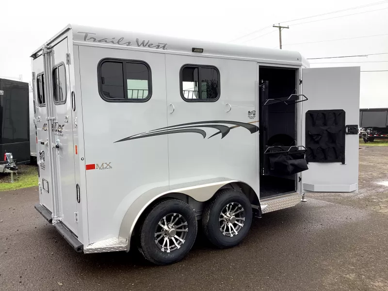 2026 Trails West Adventure MX II 2H-Titanium Grey-Swing out Saddle Rack-Water Tank-7' Tall 2 Horse Trailer