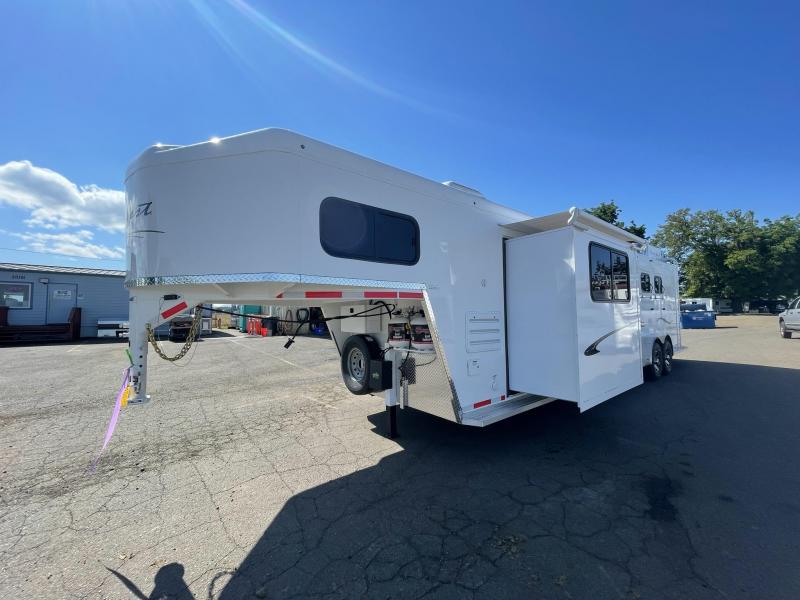 2023 Trails West Classic 12x12 4 Horse Living Quarters - Dinette in Slide - Power Awning - Stud Divider - Escape Door - Stud Divider - Pass thru Door - Drop Down Bars & Windows - Side Tack - Swing Out Saddle Rack & Blanket Bar - Easy Care Floor - 2023 Trails West Classic 12x12 4 Horse Living Quarters - Dinette in Slide - Power Awning - Stud Divider - Escape Door - Stud Divider - Pass thru Door - Drop Down Bars & Windows - Side Tack - Swing Out Saddle Rack & Blanket Bar - Easy Care Floor -