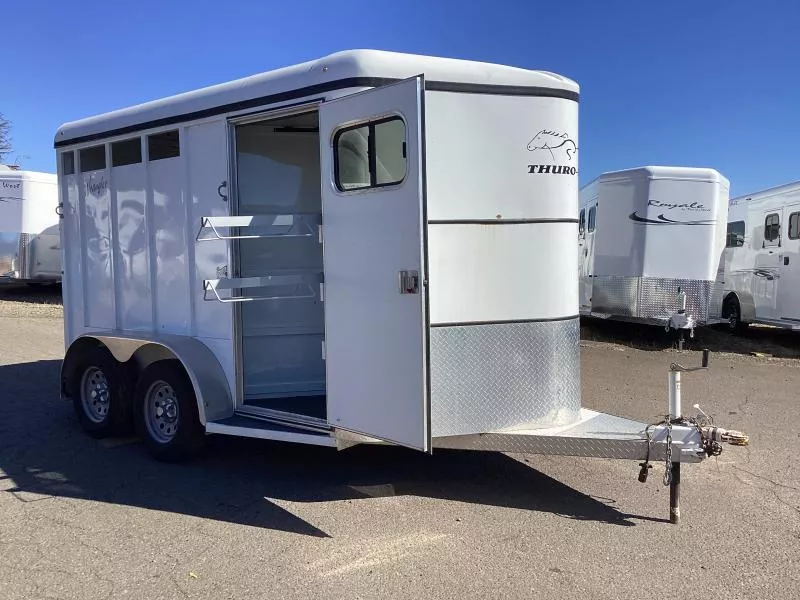 2019 Thuro-Bilt Wrangler 2 Horse Trailer-Telescoping Padded Dividers-Swing-Out Saddle Tree- Spare Tire- Extra Divider Catch Horse Trailer
