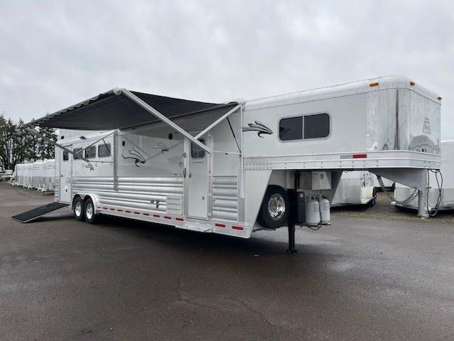 2022 13' Platinum Coach 4H GN Horse Trailer, Onboard Generator, Custom Outlaw interior, Hay Pod, Full Rear Tack, Side Load, Hydraulic Jack, Power Awning, 8' Wide and much MORE! *Call for price * 2022 13' Platinum Coach 4H GN Horse Trailer, Onboard Generator, Custom Outlaw interior, Hay Pod, Full Rear Tack, Side Load, Hydraulic Jack, Power Awning, 8' Wide and much MORE! *Call for price *