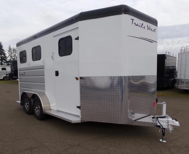2026 Sierra II 2 Horse Bumper Pull Trailer-Extra Tall-Slant Load-Extruded Aluminum Exterior-Drop Down Feed Windows-Water Tank