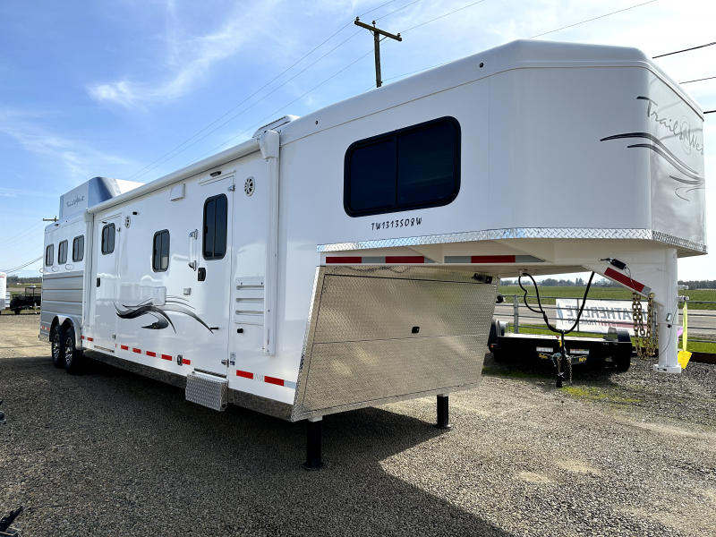 2023 Trails West Sierra 13x13 3H LQ - 13' Shortwall - 8' Wide - Hayrack & Ladder - Easy Care Floor - Mangers - Dinette in Slide - Side Tack - Big Fridge & More!