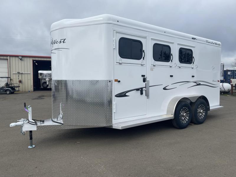 2023 Trails West Classic 3 Horse Bumper Pull - Drop Down Windows & Bars - Swing Out Saddle Rack - LED Load Lights - Spare Tire - Escape Door - Aluminum Air Flow Padded Dividers 2023 Trails West Classic 3 Horse Bumper Pull - Drop Down Windows & Bars - Swing Out Saddle Rack - LED Load Lights - Spare Tire - Escape Door - Aluminum Air Flow Padded Dividers